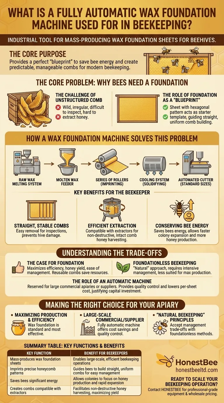What is a fully automatic wax foundation machine used for? Maximize Hive Productivity & Honey Yield Visual Guide