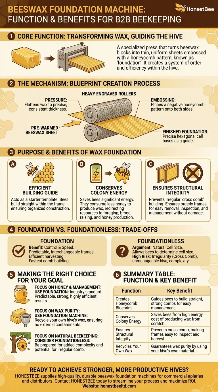 What is the function of a beeswax foundation machine? Boost Hive Efficiency and Honey Production Visual Guide