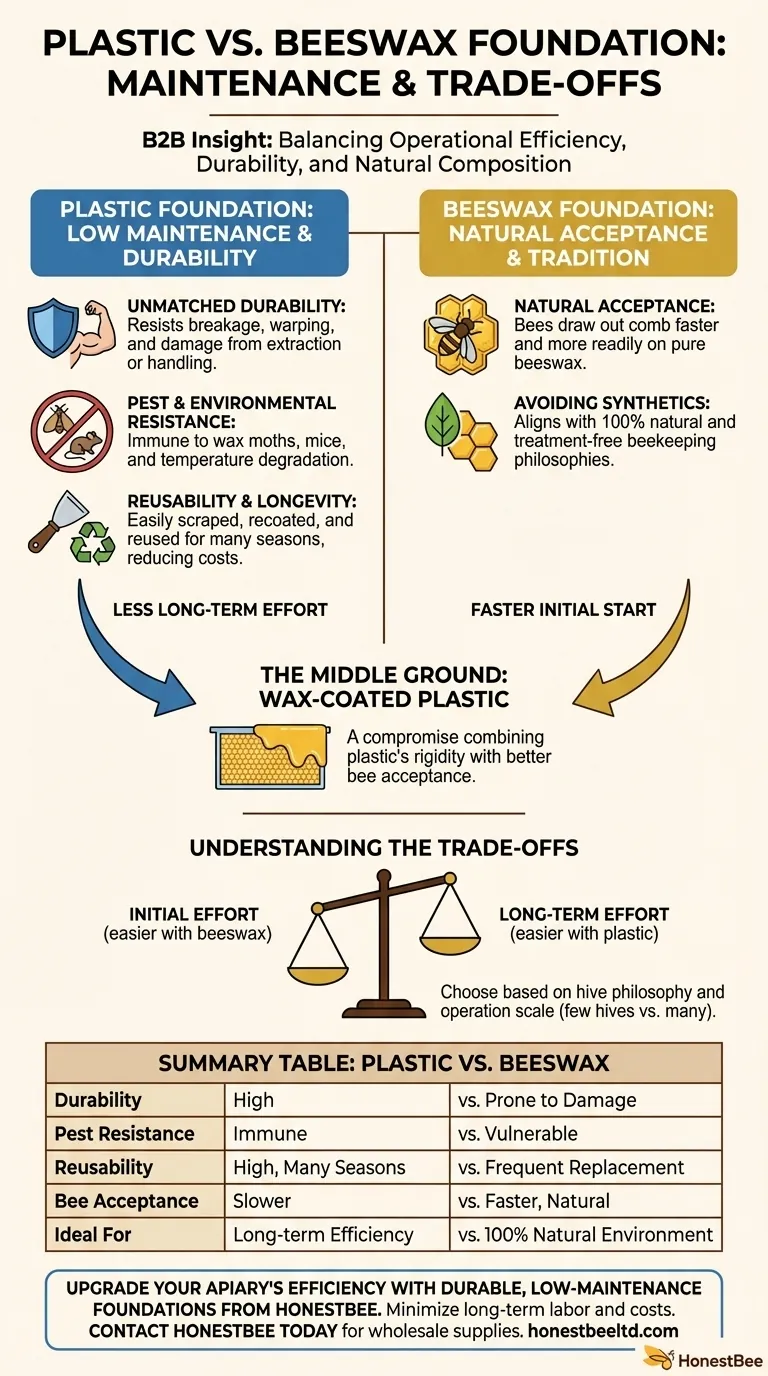 Does plastic foundation require less maintenance than beeswax? A Guide to Durable Hive Management Visual Guide