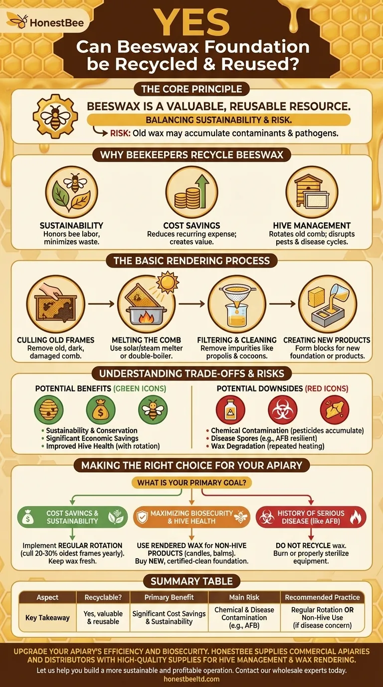 Can beeswax foundation be recycled or reused? A Guide to Sustainable Beekeeping Visual Guide