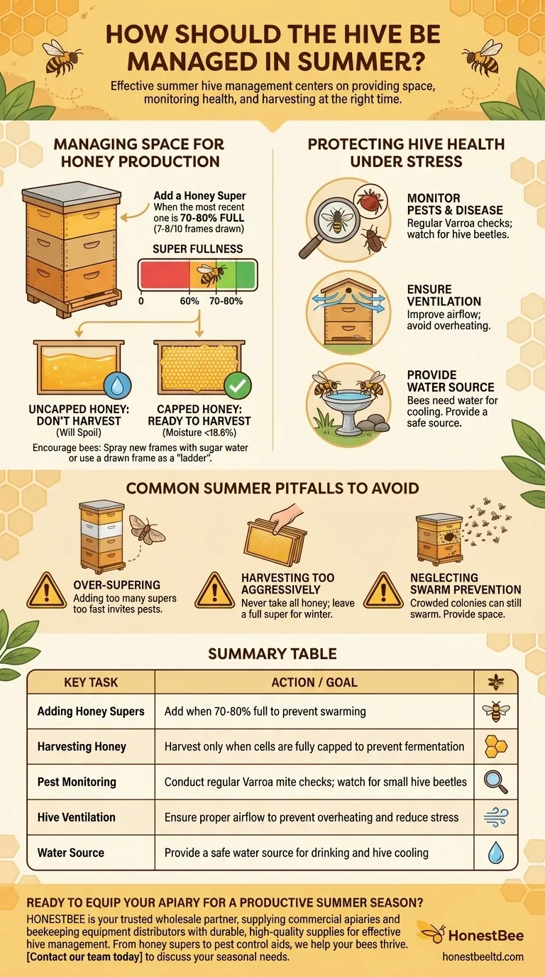 How should the hive be managed in Summer? A Guide to Maximizing Honey and Colony Health Visual Guide