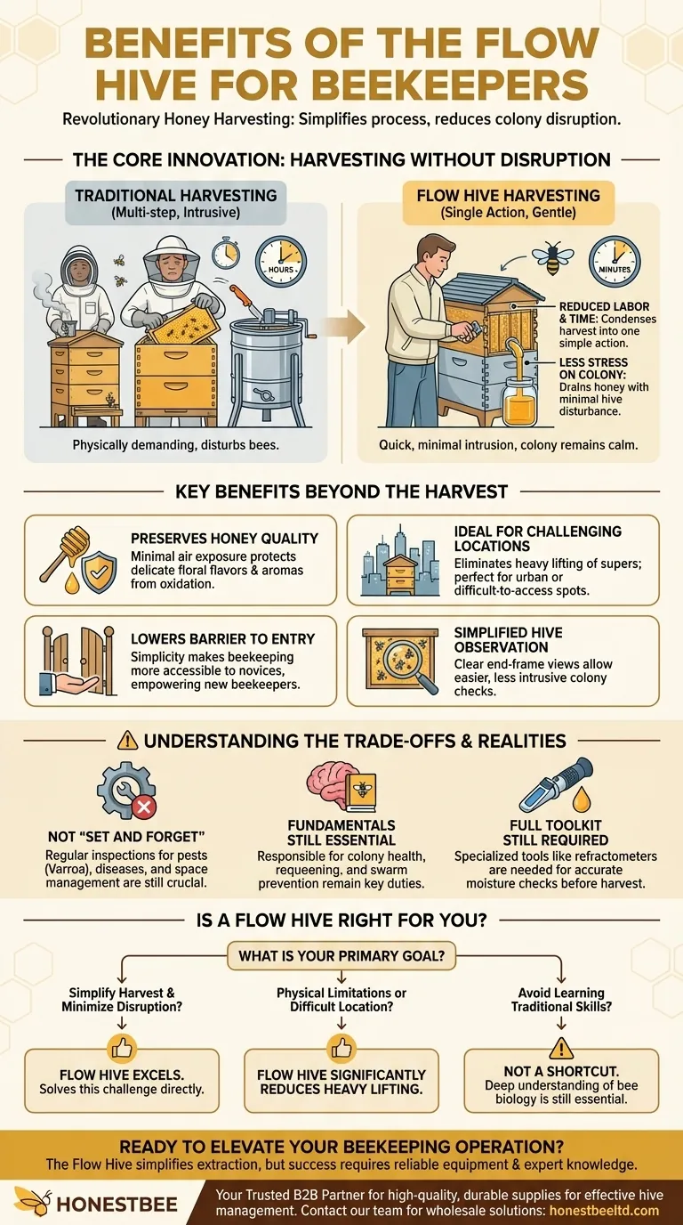 What are the benefits of the Flow Hive for beekeepers? Simplify Harvesting & Reduce Colony Stress Visual Guide