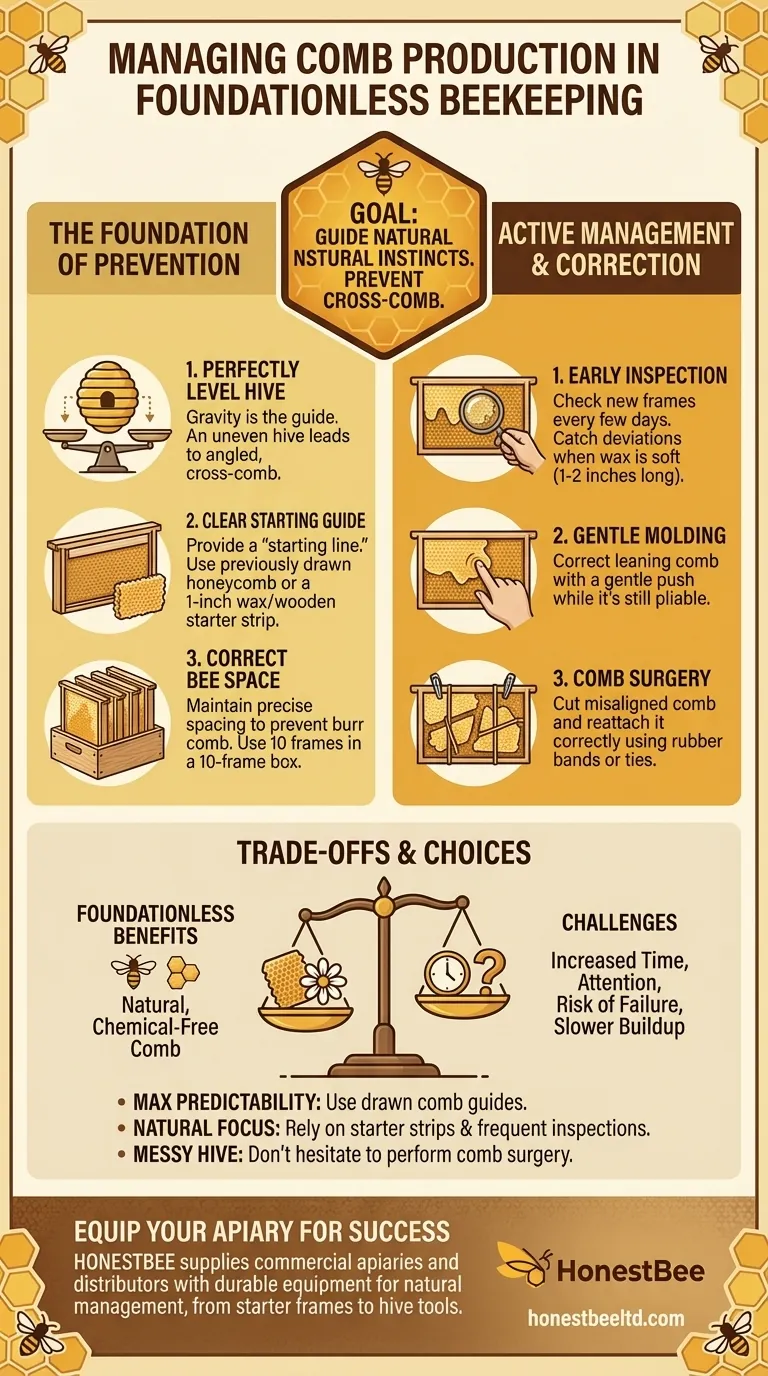 How do beekeepers manage comb production in foundationless beekeeping? Master Natural Hive Building Visual Guide