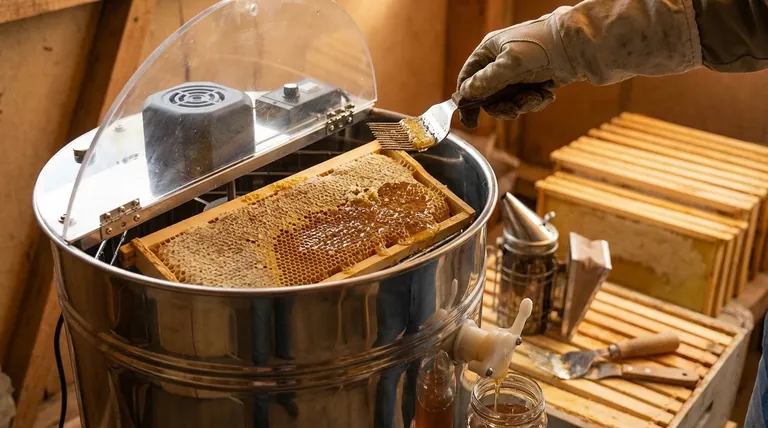 What is a method for harvesting honey from foundationless frames using an extractor? A Step-by-Step Guide