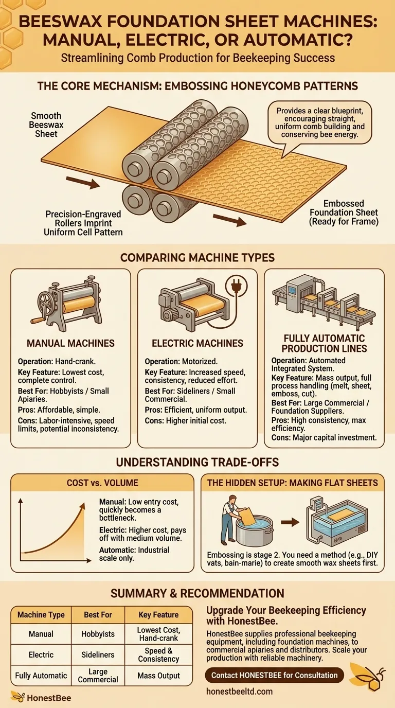 What types of beeswax foundation sheet machines are available? Find the Right Machine for Your Apiary Scale Visual Guide