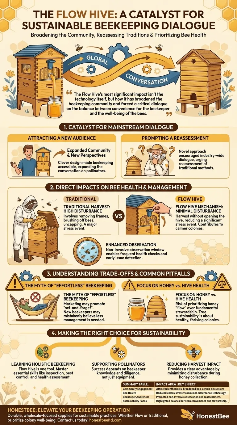 플로우 하이브(Flow Hive)가 꿀벌 건강 논의에 어떤 영향을 미쳤습니까? 지속 가능한 양봉을 위한 촉매제 시각적 가이드