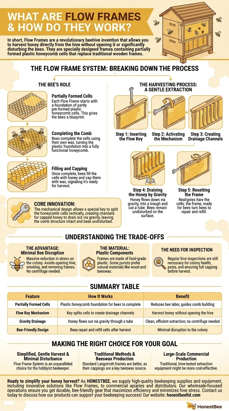 What are Flow Frames and how do they work? A Gentle Way to Harvest Honey Visual Guide