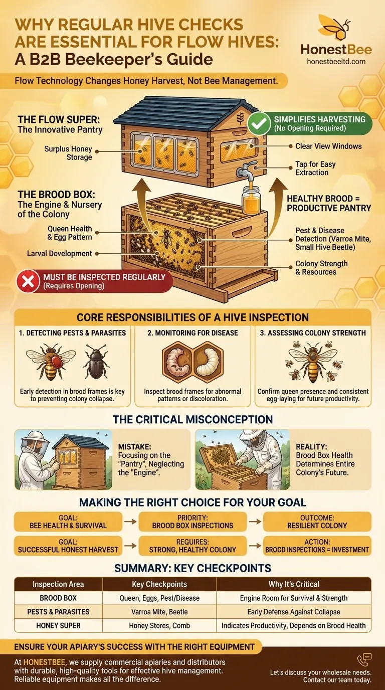 플로우 하이브(Flow Hives)에 대한 정기적인 벌통 점검이 중요한 이유는 무엇일까요? 꿀뿐만 아니라 벌의 건강에 관한 문제입니다. 시각적 가이드