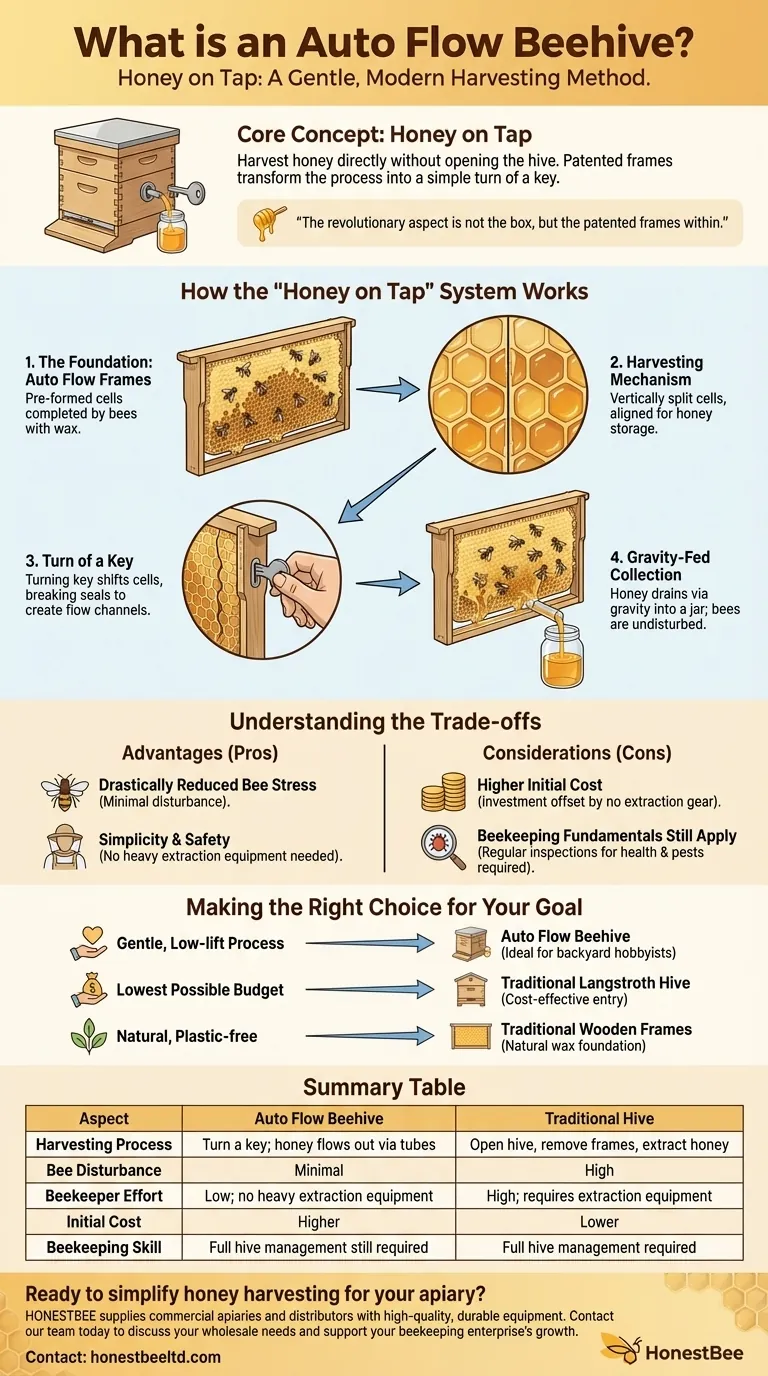 자동 흐름 벌통이란 무엇인가요? 최소한의 벌 스트레스로 수도꼭지처럼 꿀을 수확하세요 시각적 가이드