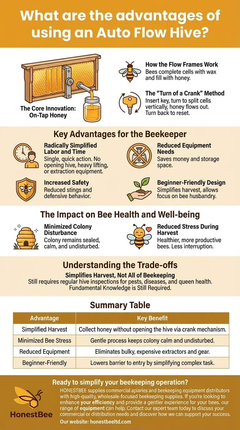 What are the advantages of using an Auto Flow Hive? Experience Gentle, On-Tap Honey Harvesting Visual Guide