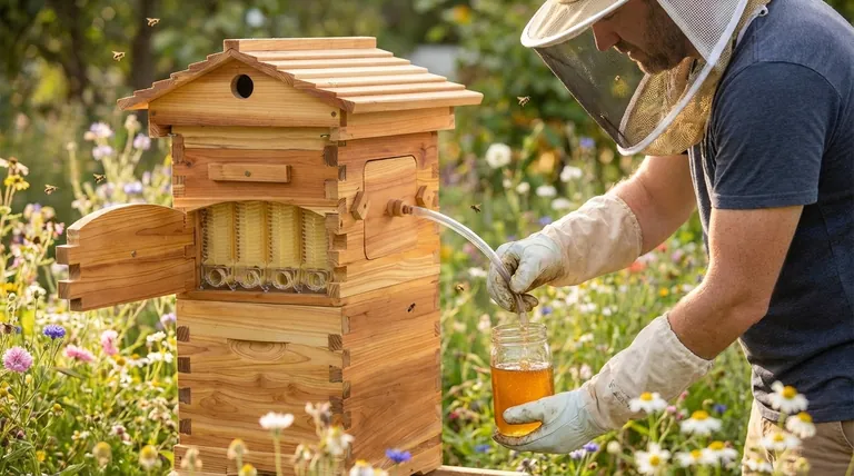 What safety features does the Auto Flow Hive offer? Harvest Honey with Minimal Risk of Stings