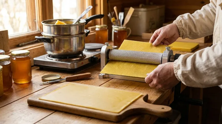 What is the process of making wax foundation with a manual roller? A Beekeeper's Guide to DIY Quality