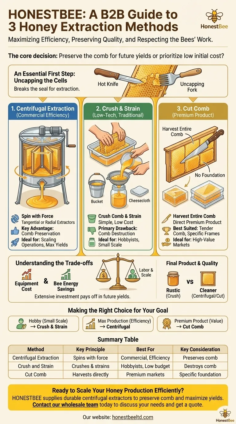 꿀을 추출하는 세 가지 방법은 무엇인가요? 양봉장에 적합한 기술을 선택하세요. 시각적 가이드