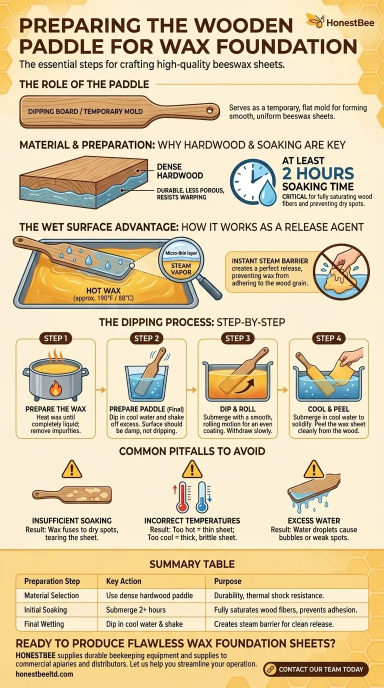 How is the wooden paddle prepared for wax foundation? Master the Key to Perfect Beeswax Sheets Visual Guide