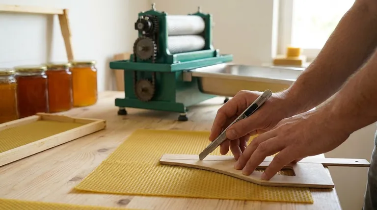 What is the final step in making beeswax foundation sheets? Achieving Perfect Fit for a Productive Hive