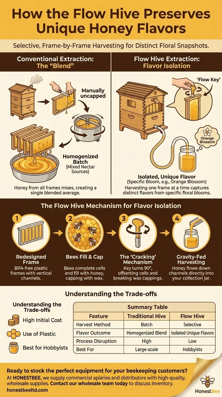 플로우 하이브는 어떻게 독특한 꿀 맛을 보존하나요? 프레임별 수확으로 장인 정신이 깃든 꿀을 포착하세요 시각적 가이드