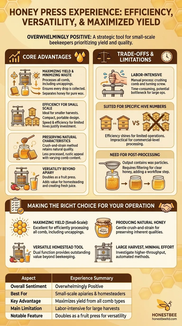 꿀 압착기에 대한 전반적인 경험은 어떠했나요? 소규모 양봉의 수확량 극대화 시각적 가이드