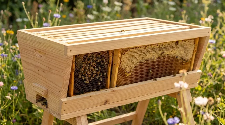 탑바 하이브에서 벌집은 일반적으로 어디에 위치하나요? 쉬운 채집을 위해 뒤쪽에 있습니다.