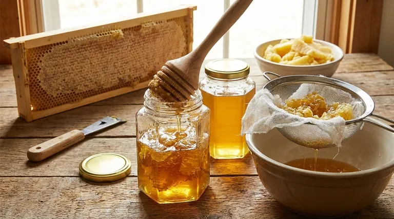 How is honey processed from Warre hives using mason jars? A Simple Crush and Strain Guide