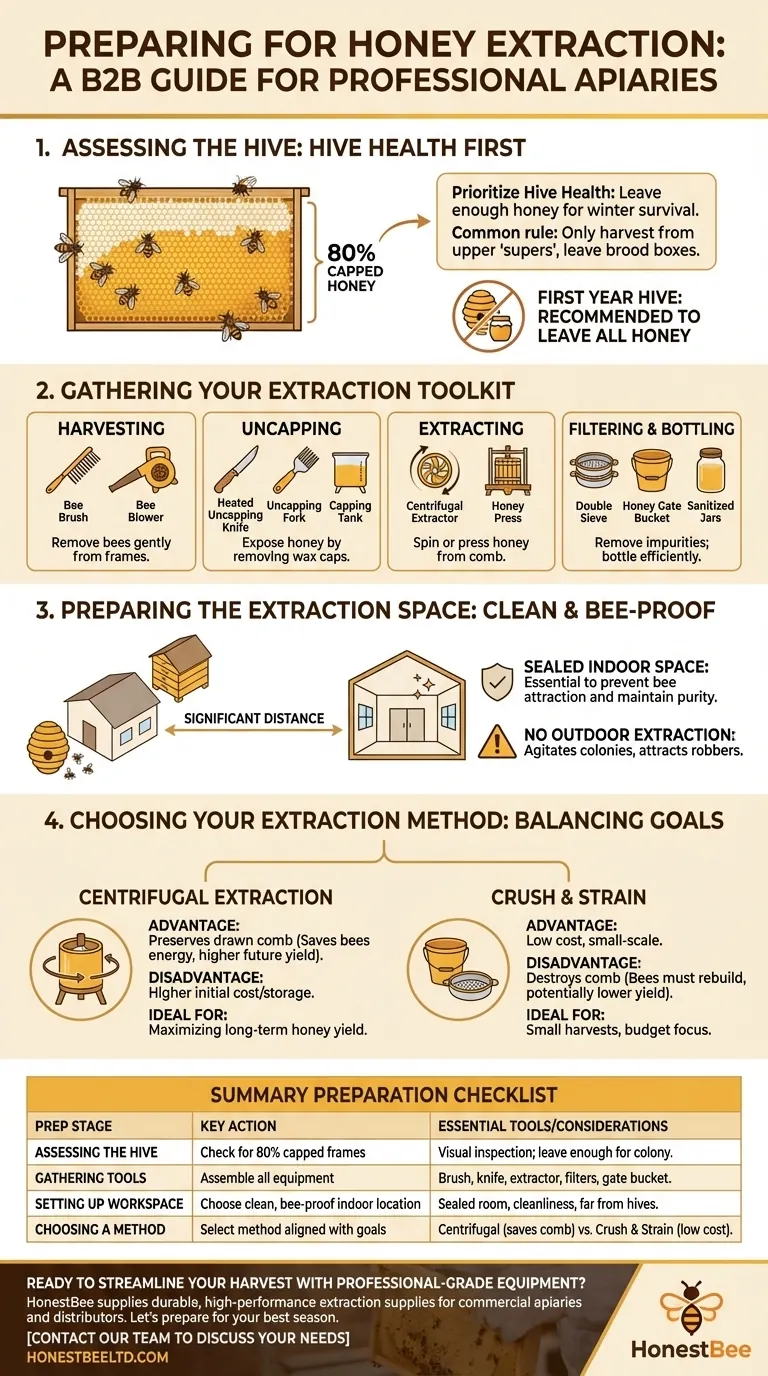What should be prepared before starting the honey extraction process? Ensure a Smooth, High-Yield Harvest Visual Guide
