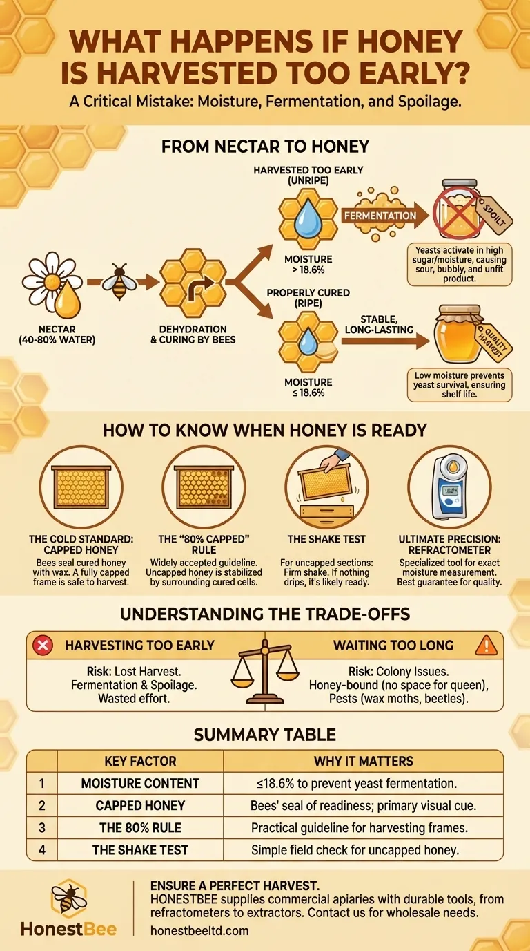 꿀을 너무 일찍 수확하면 어떻게 되나요? 발효와 수확량 손실을 피하세요 시각적 가이드