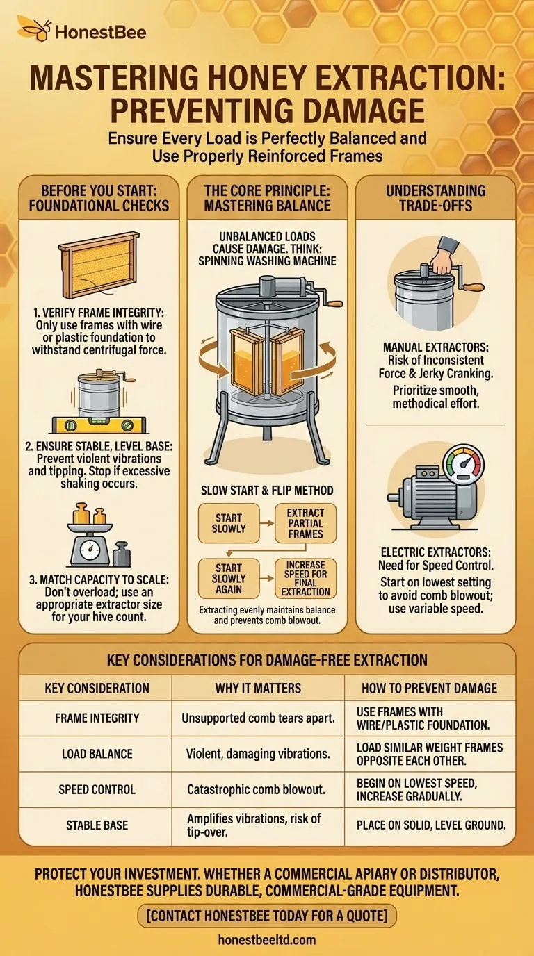 ハチミツ分離器を使用する際に損傷を避けるために考慮すべきことは何ですか？スムーズで効率的な収穫を確保する ビジュアルガイド