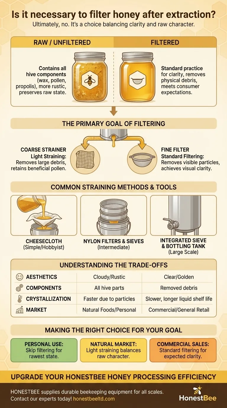 Is it necessary to filter honey after extraction? A Guide to Straining vs. Raw Honey Visual Guide