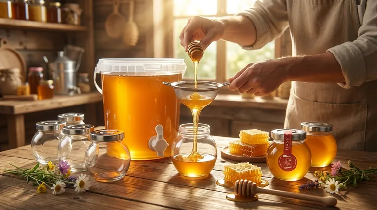 꿀을 채밀하고 여과한 후 병입하는 것의 이점은 무엇인가요? 순수성 보존 및 가치 극대화