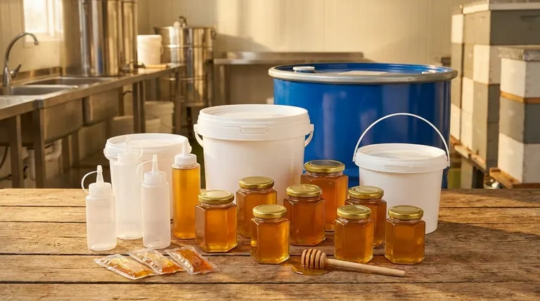 What types of containers are used for harvesting, processing, and marketing honey? A Guide to Food-Grade Solutions