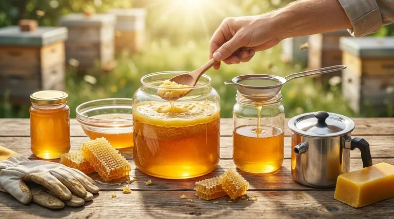 What is the recommended procedure for floating wax to extract honey? A Low-Cost, Gravity-Based Method