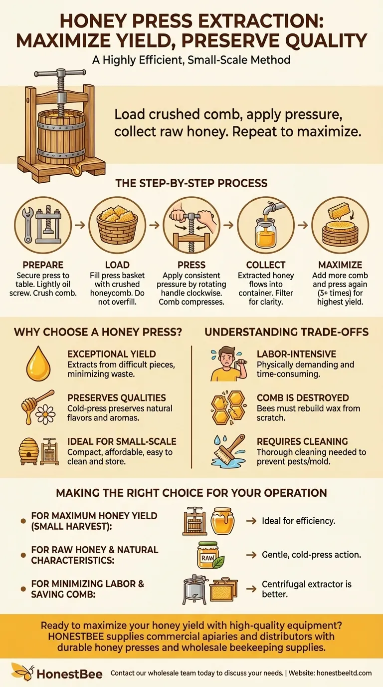 꿀 압착기를 사용하여 꿀을 추출하는 과정은 무엇인가요? 부드러운 냉간 압착으로 수확량을 극대화하세요 시각적 가이드