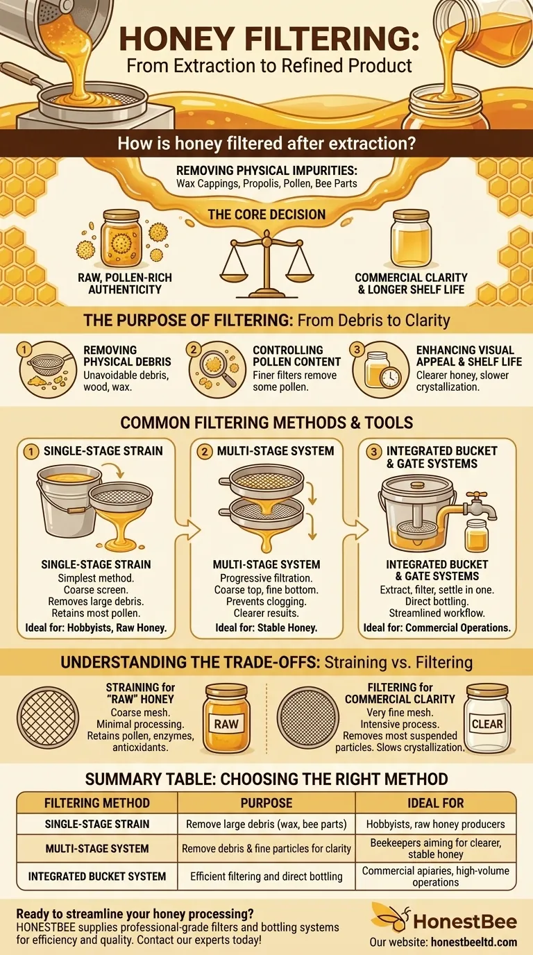 꿀은 채취 후 어떻게 여과되나요? 생꿀 또는 상업용 꿀에 적합한 방법을 선택하세요 시각적 가이드