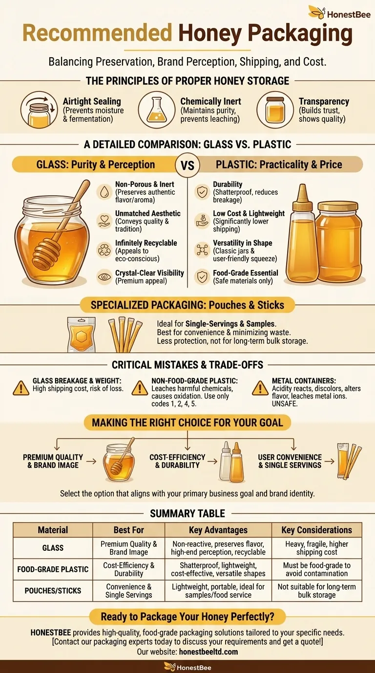꿀 포장에 권장되는 용기는 무엇인가요? 귀사를 위한 유리 대 플라스틱 비교 시각적 가이드