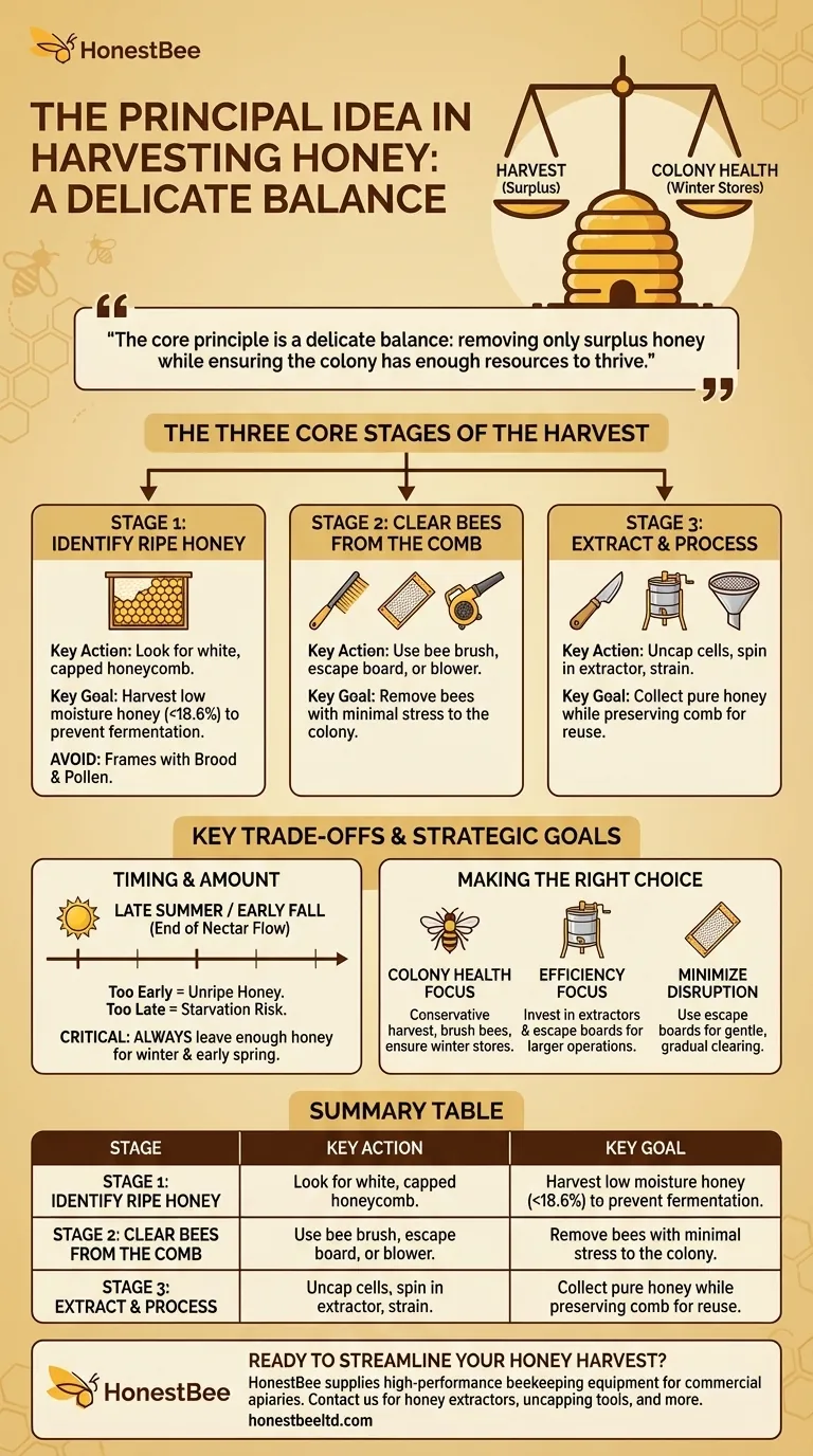 What is the principal idea in harvesting honey? A 3-Step Guide to a Responsible Harvest Visual Guide
