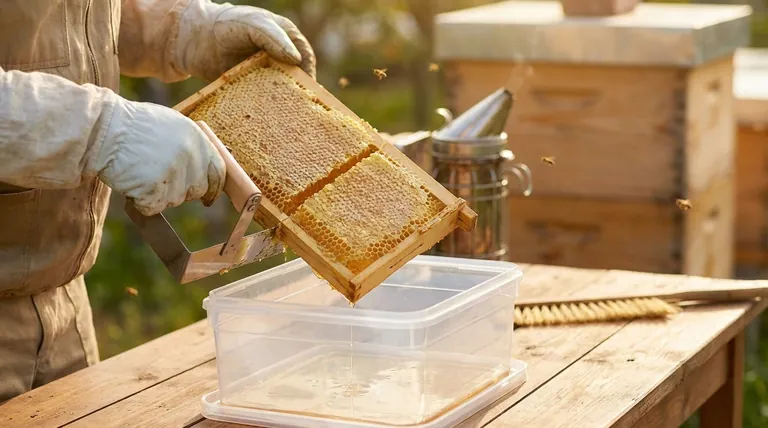 How should combs with honey be handled during harvesting? A Beekeeper's Guide to a Clean, Efficient Harvest