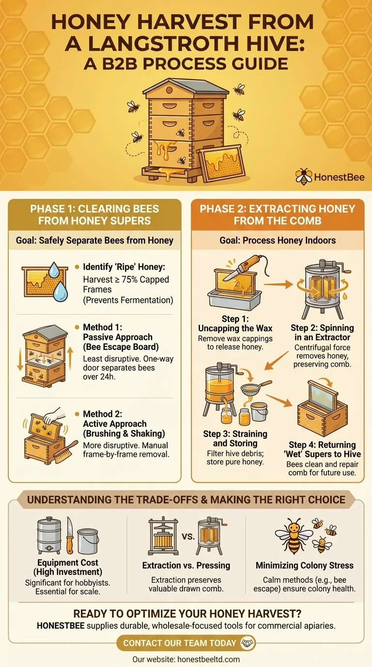 랑스트로스 벌통에서 꿀을 수확하는 과정은 무엇인가요? 양봉가를 위한 단계별 가이드 시각적 가이드
