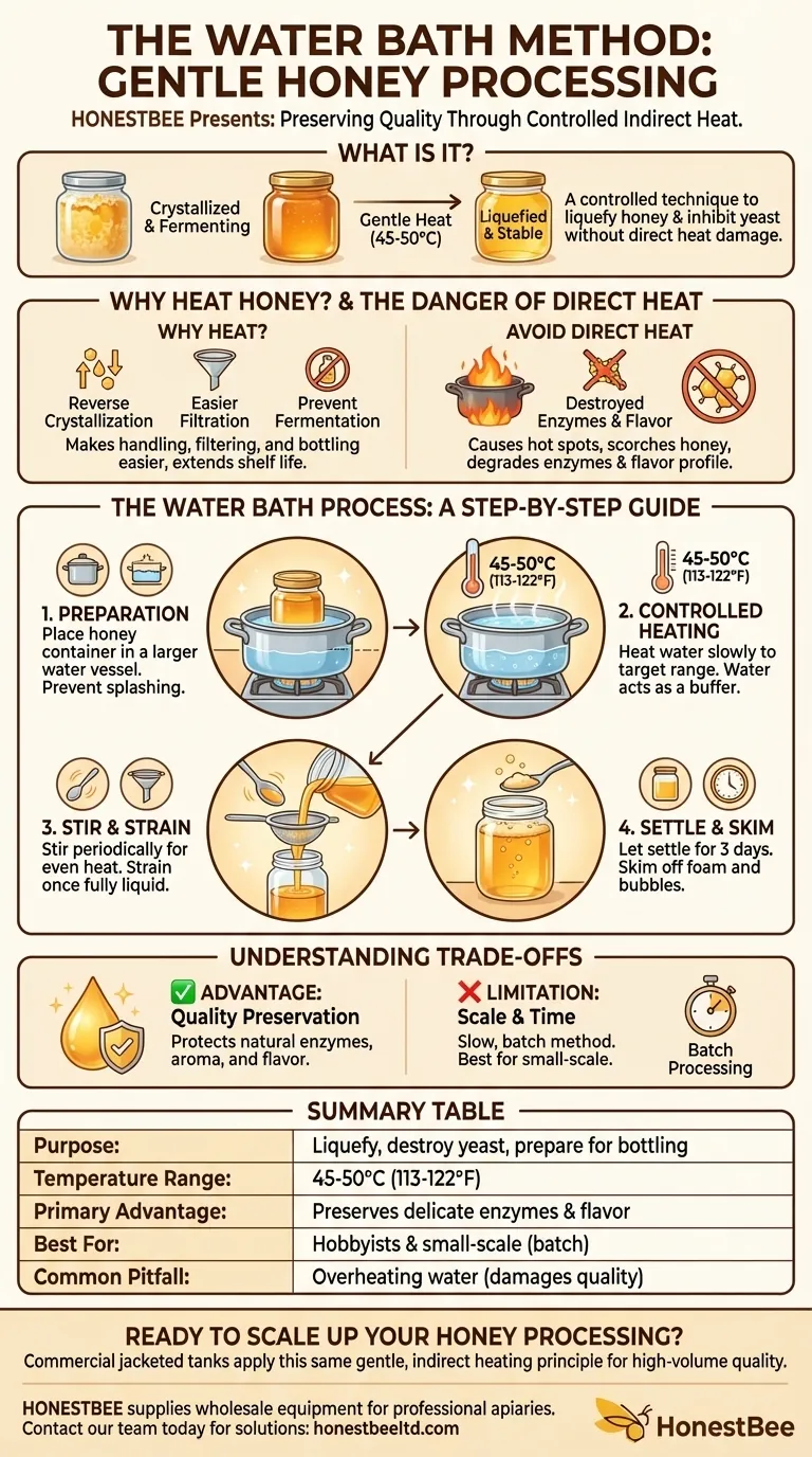 What is the water bath method for honey processing? A Gentle Technique for Quality Honey Visual Guide