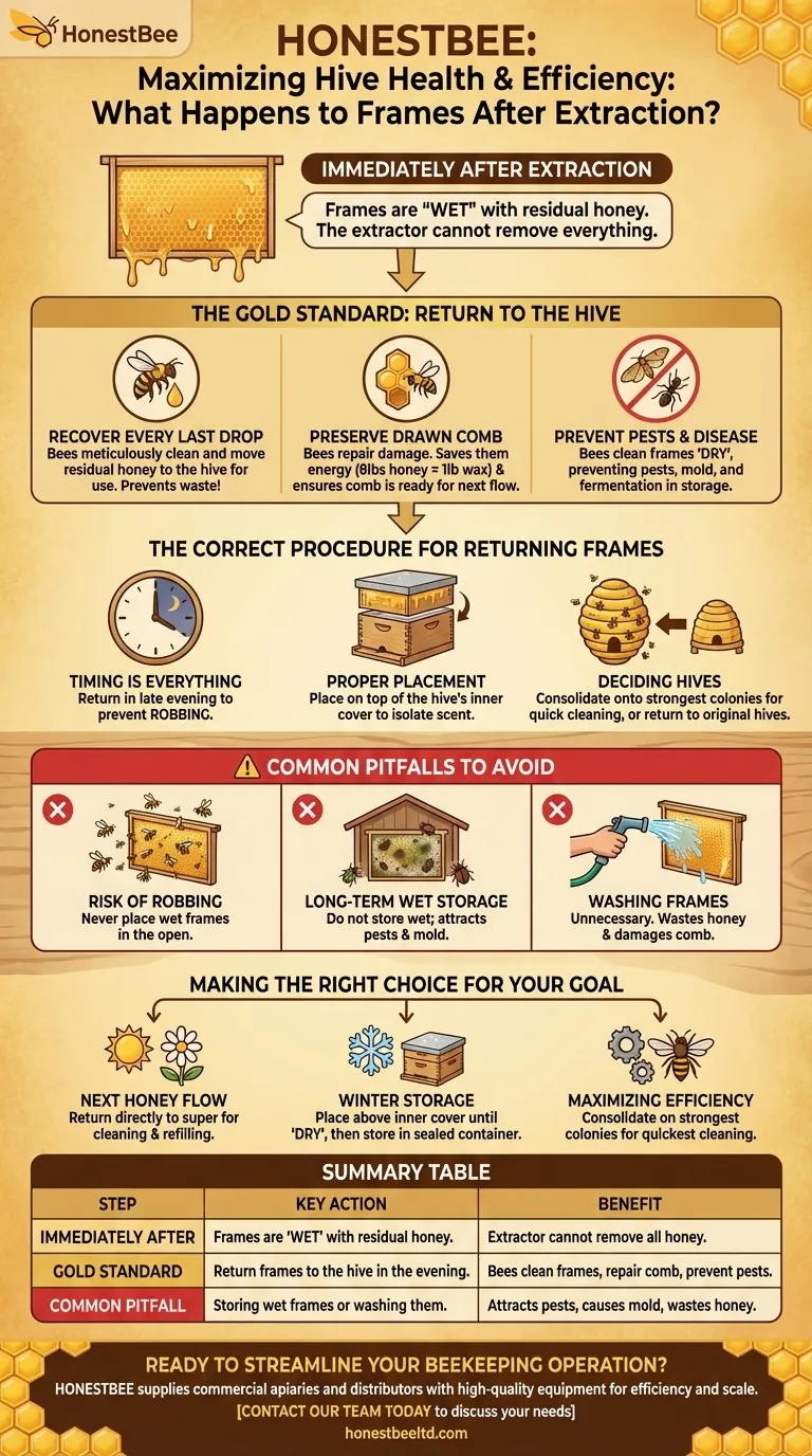 What happens to the frames after spinning in the extractor? A Guide to Sustainable Frame Management Visual Guide
