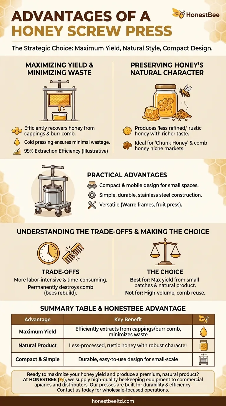 Quais são as vantagens de usar uma prensa de mel tipo parafuso? Maximize o Rendimento para Mel Natural e Rústico Guia Visual