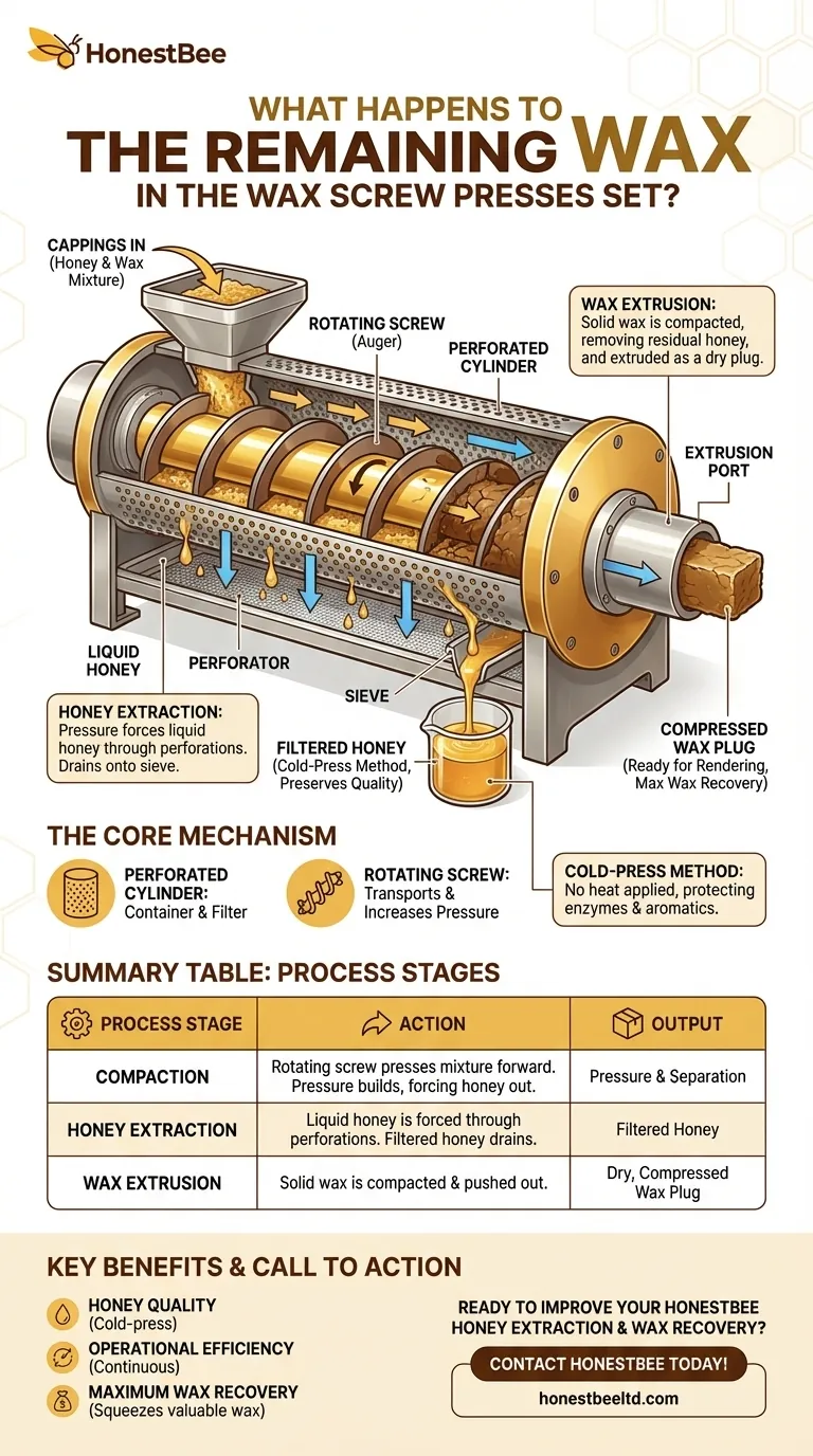 What happens to the remaining wax in the Wax Screw Presses set? A Guide to Efficient Honey & Wax Separation Visual Guide