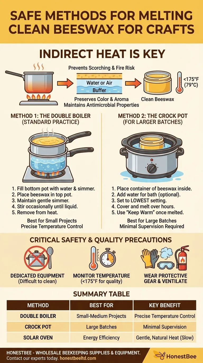 What is the recommended method for melting clean beeswax for crafts? A Safe Guide for Crafters Visual Guide