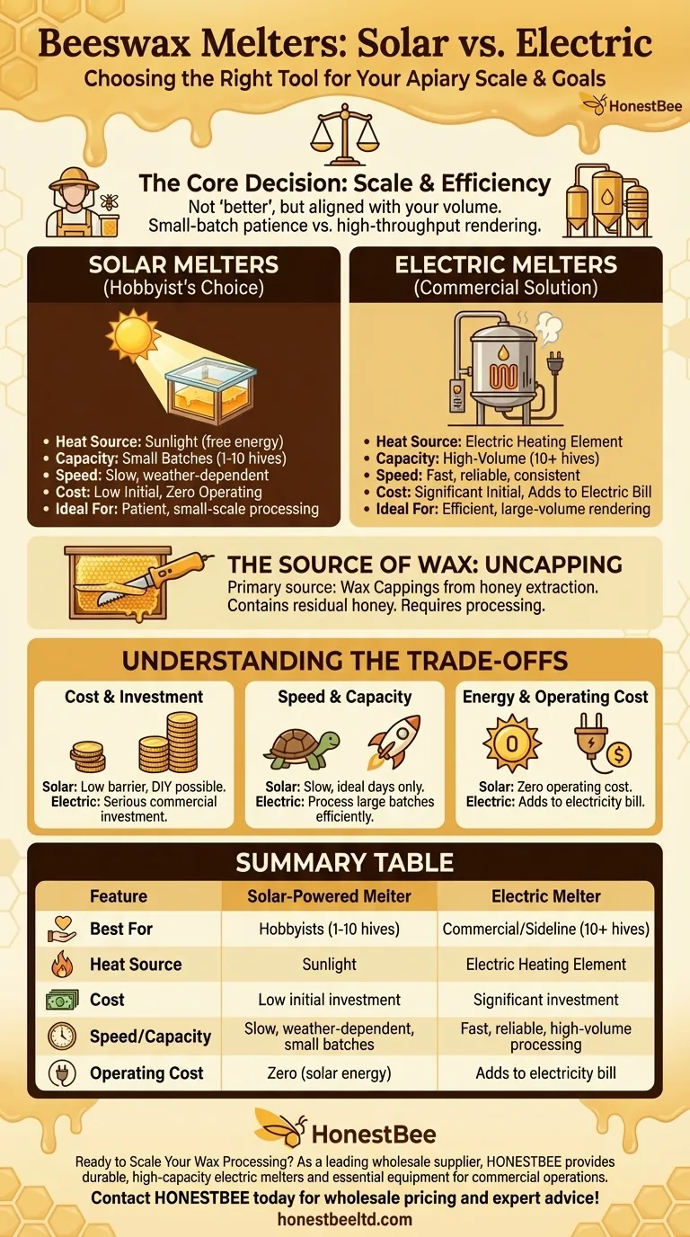 What types of beeswax melters are available for beekeepers? Choose the Right One for Your Operation Visual Guide