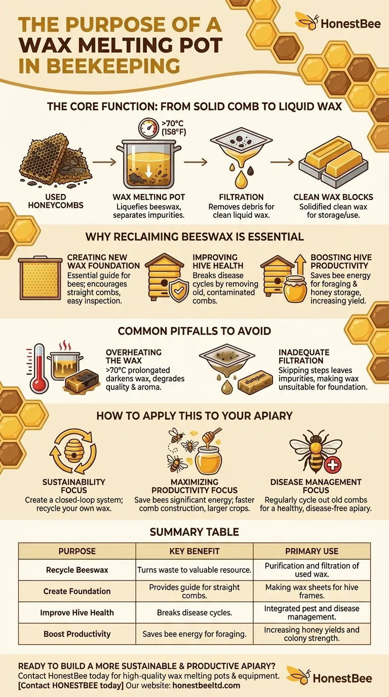 What is the purpose of a wax melting pot in beekeeping? Maximize Hive Health and Productivity Visual Guide