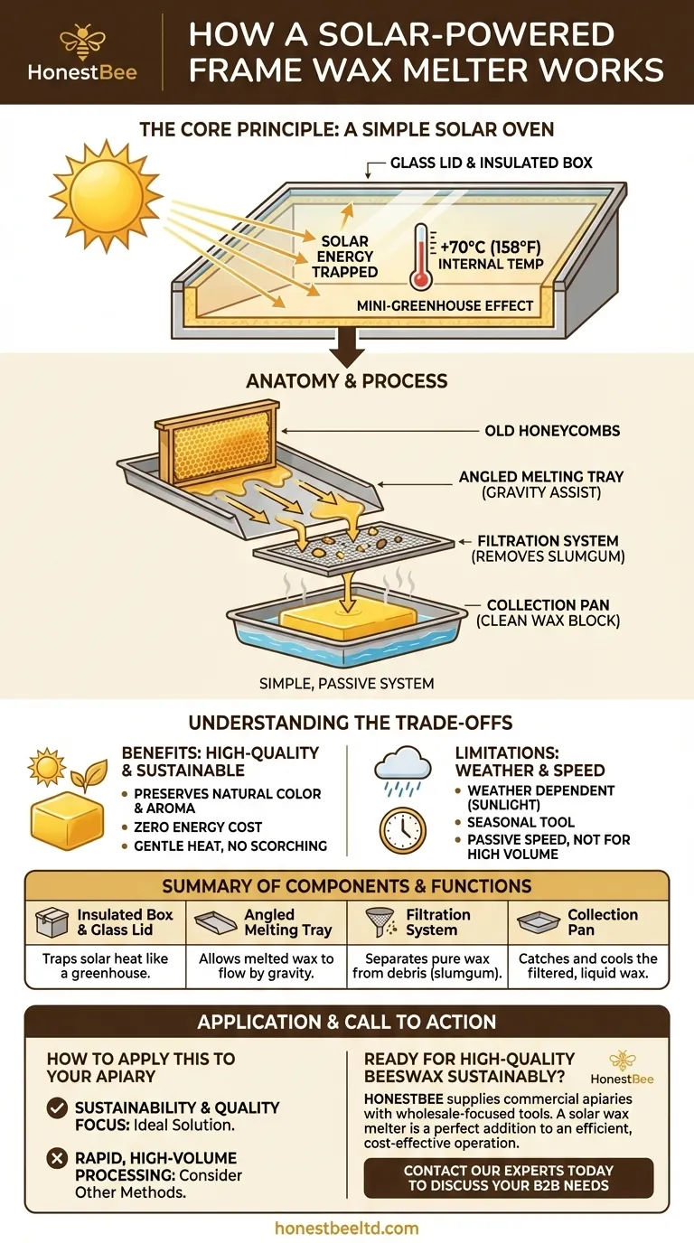 태양열 프레임 밀랍 용해기는 어떻게 작동하나요? 지속 가능한 양봉을 위해 태양을 활용하세요 시각적 가이드