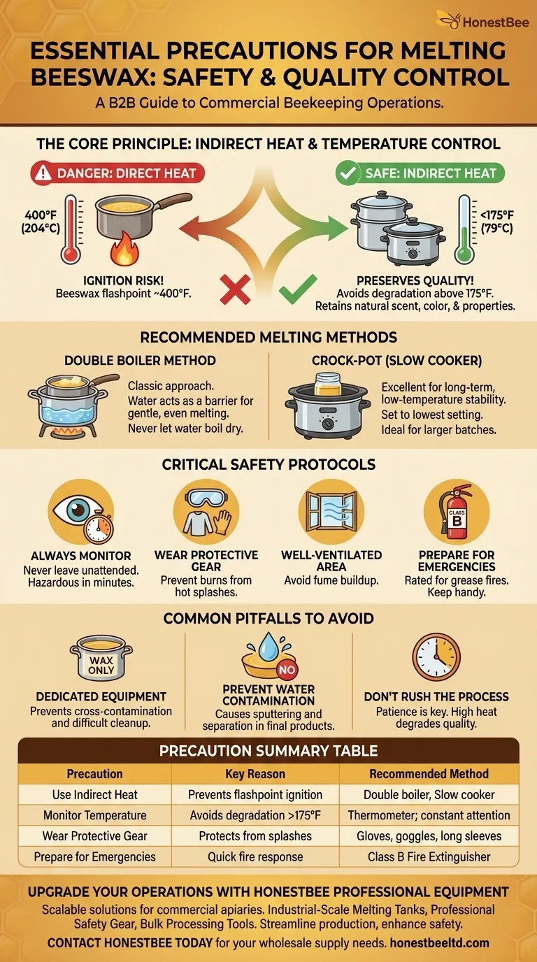 What precautions should be taken when melting beeswax? Ensure Safety and Preserve Quality Visual Guide