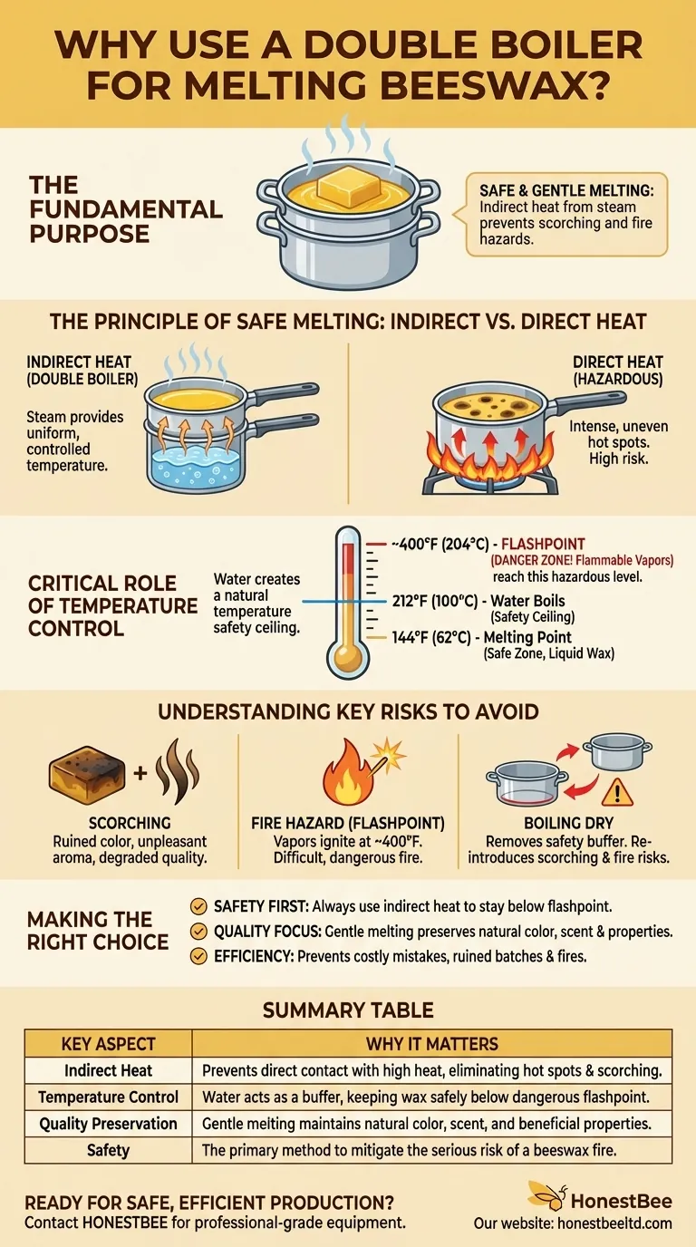 What is the purpose of using a double boiler for melting beeswax? Safe Melting for a Perfect Finish Visual Guide