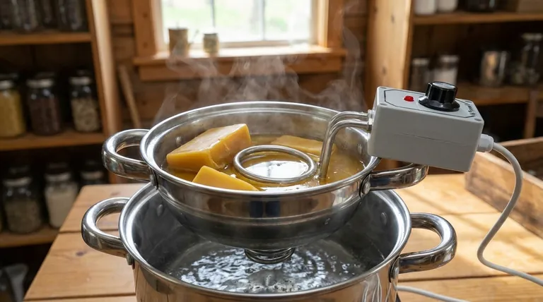 What is the purpose of using a double boiler for melting beeswax? Safe Melting for a Perfect Finish