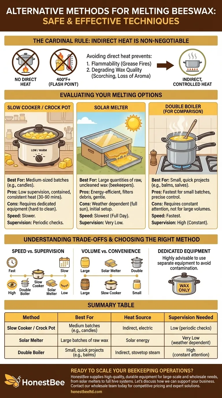 밀랍을 녹이는 다른 방법은 무엇입니까? 슬로우 쿠커 및 태양열 멜터로 안전하게 왁스 녹이기 시각적 가이드