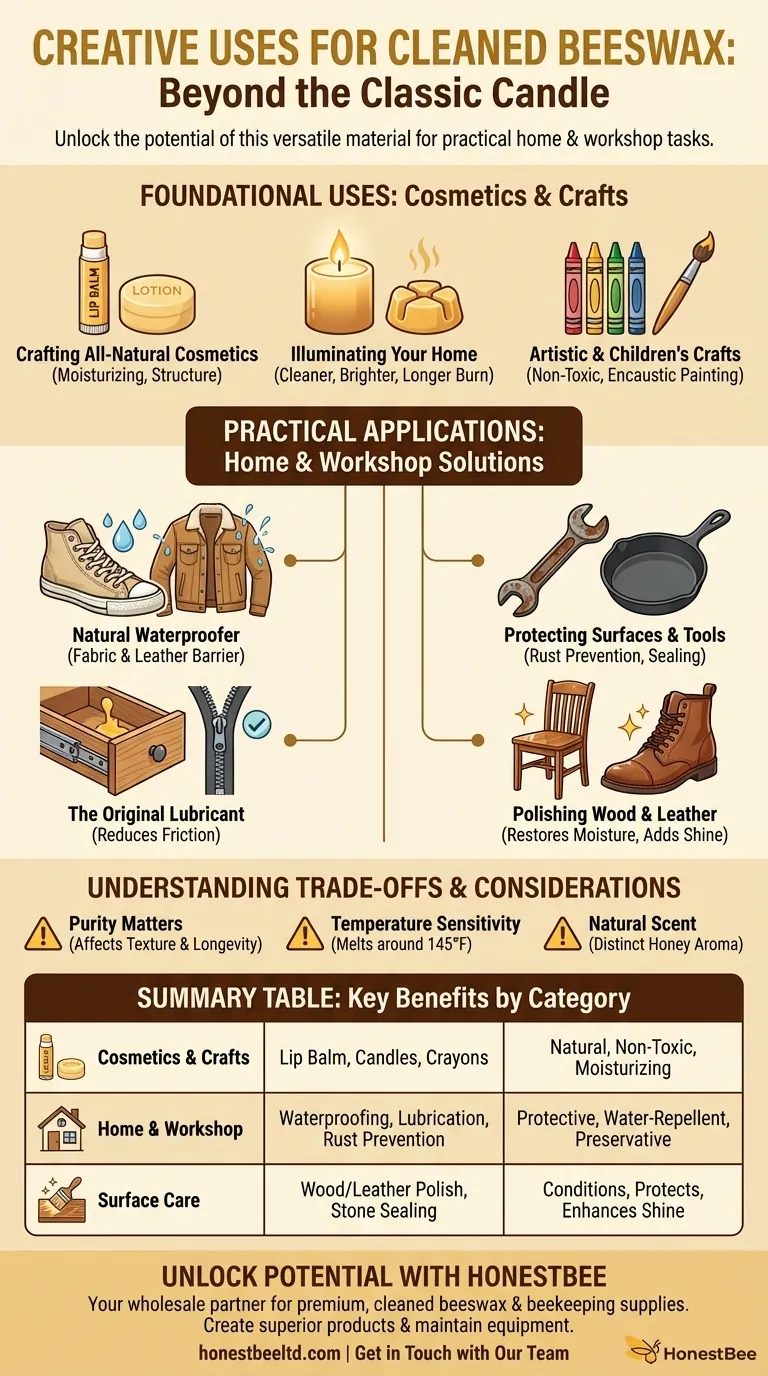 What are some creative uses for cleaned beeswax? From Crafts to Home Maintenance Solutions Visual Guide