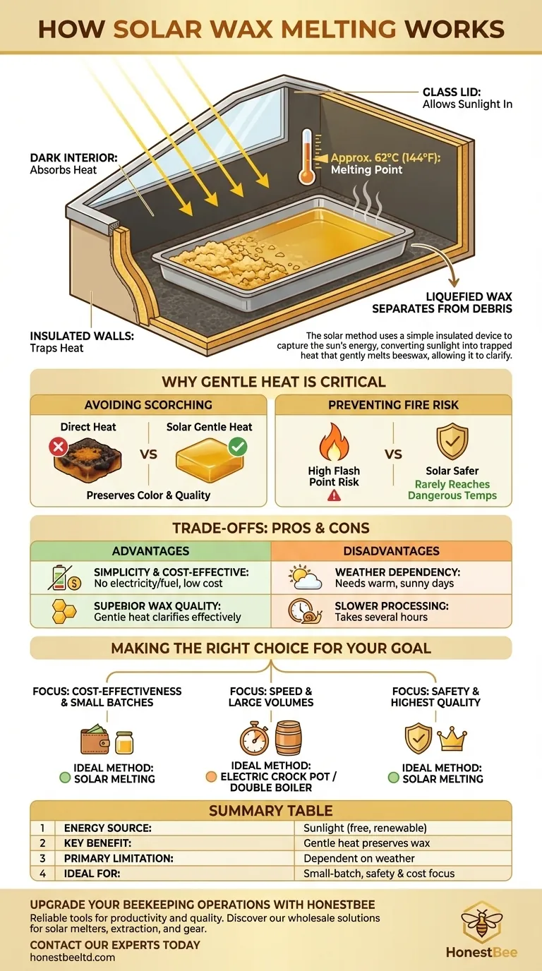 How does the solar energy method for melting beeswax work? A Guide to Safe, Gentle Wax Melting Visual Guide